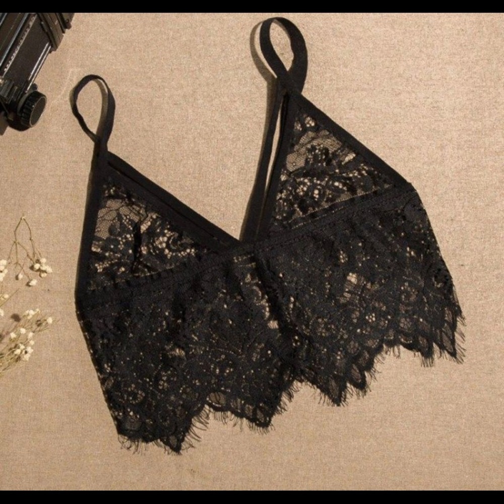 Sexy Lace Bralette Black Large